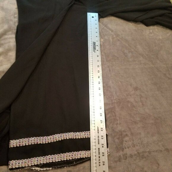 A.D. Originals Women's Size 10 Black High Rise Cropped Overlay Pants Beaded Hem - Picture 9 of 10